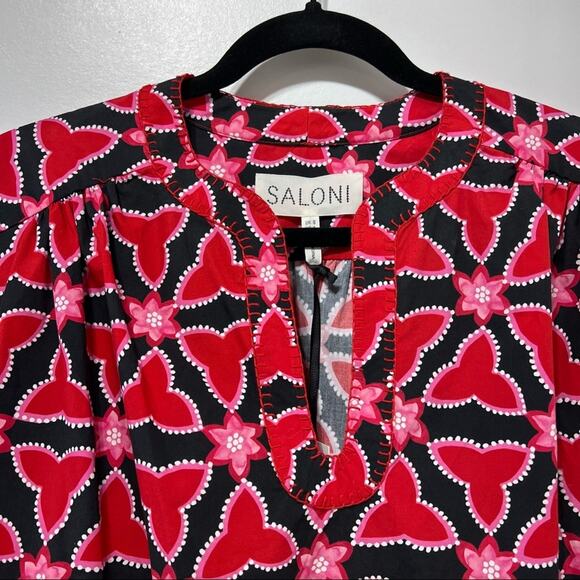 Saloni Abstracts Floral Print Ashley-B Shift Dress in Chilli Pawpaw Size 4 NWT - Picture 10 of 15